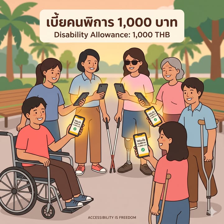 People with disabilities receive 1,000 baht allowance TODAY!!!
