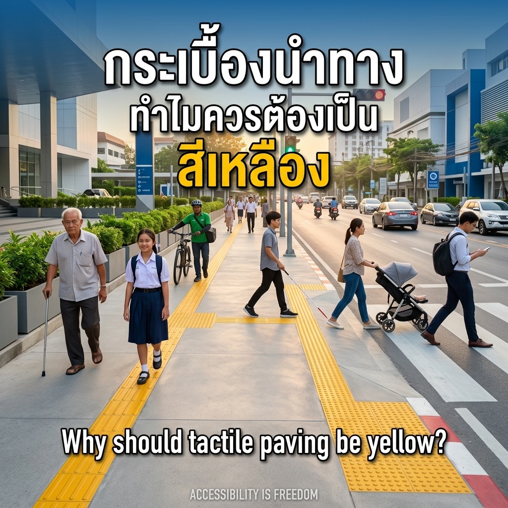 Why should tactile paving be yellow?